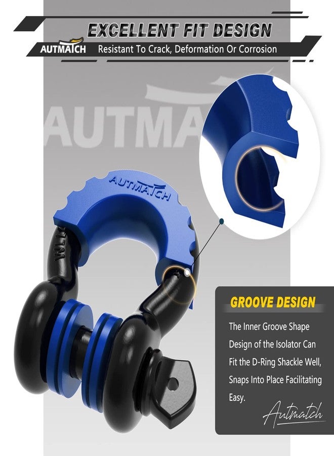 AUTMATCH D Ring Shackle Isolators Washers Kit - 2 Rubber Shackle Isolators with 8 Washers, Fits 3/4 Shackles Protect and Prevents Rattling, Shackle Cover Blue - Image 4